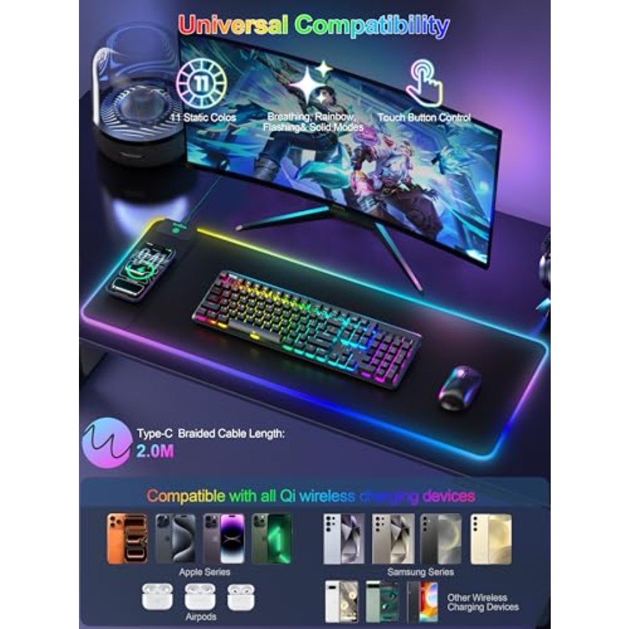 Mouse Pad with 15W Wireless Ch - Gaming Keyboard No Number Pad recensione e prezzo