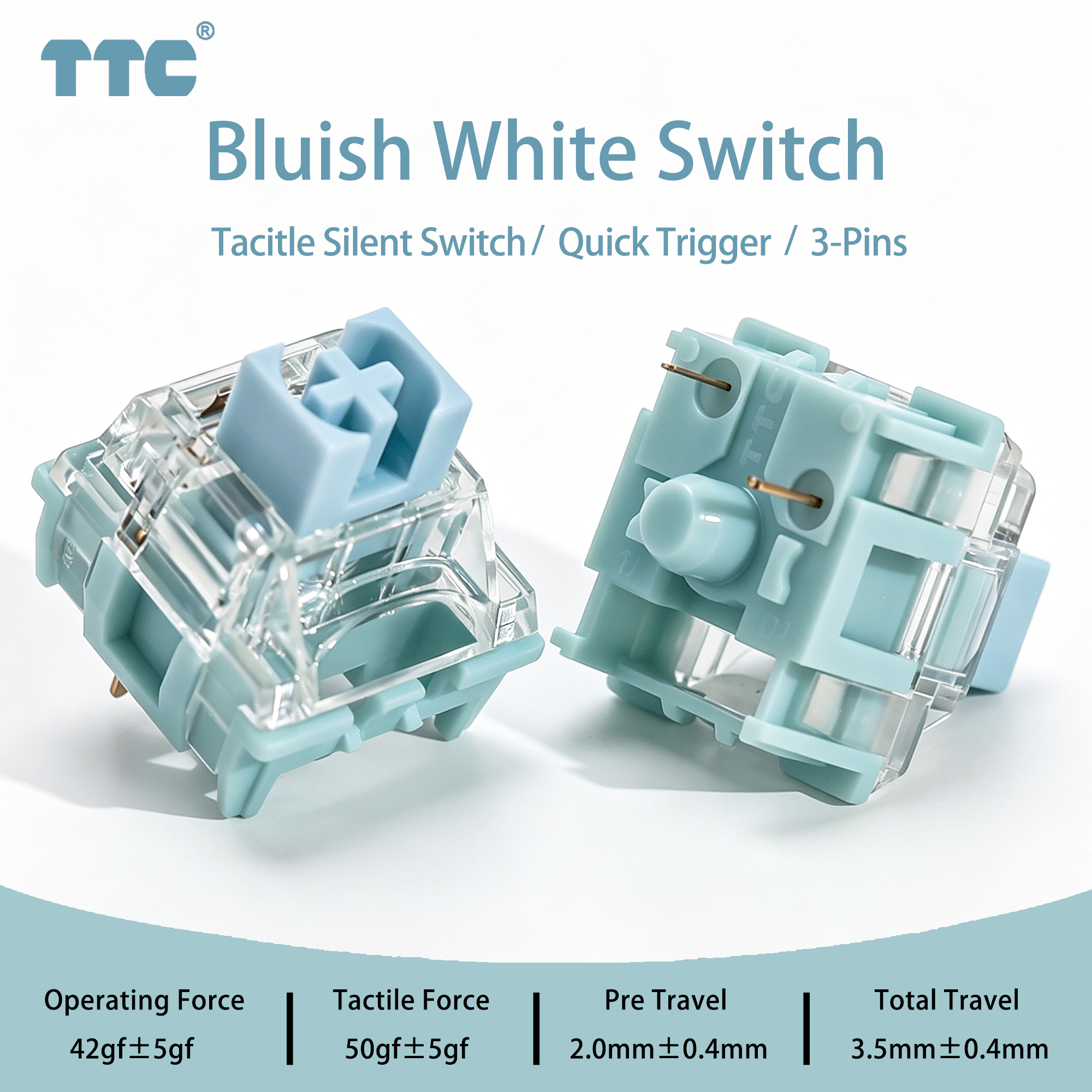TTC Bluish White Silent Switch - Gaming Keyboard Ergo recensione e prezzo