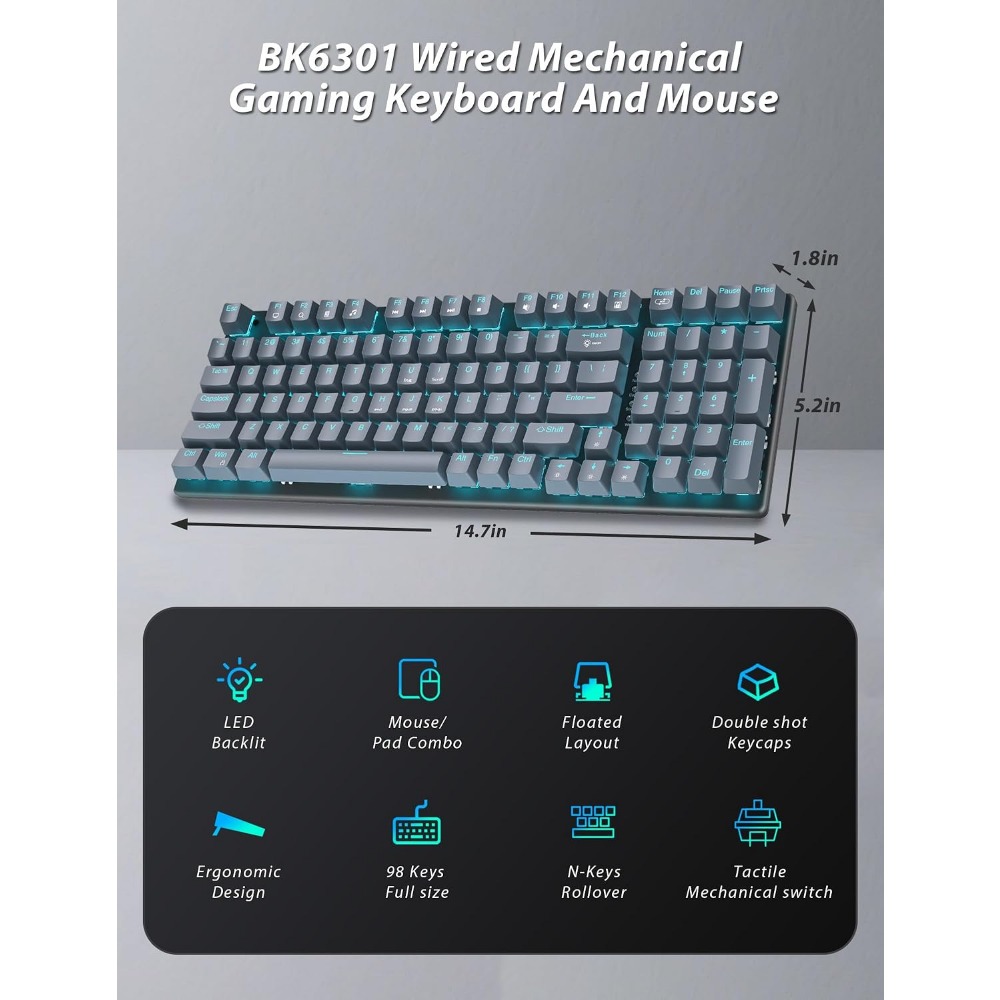 98-Key Floating Keycap Gaming  - Gaming Keyboard No Number Pad recensione e prezzo