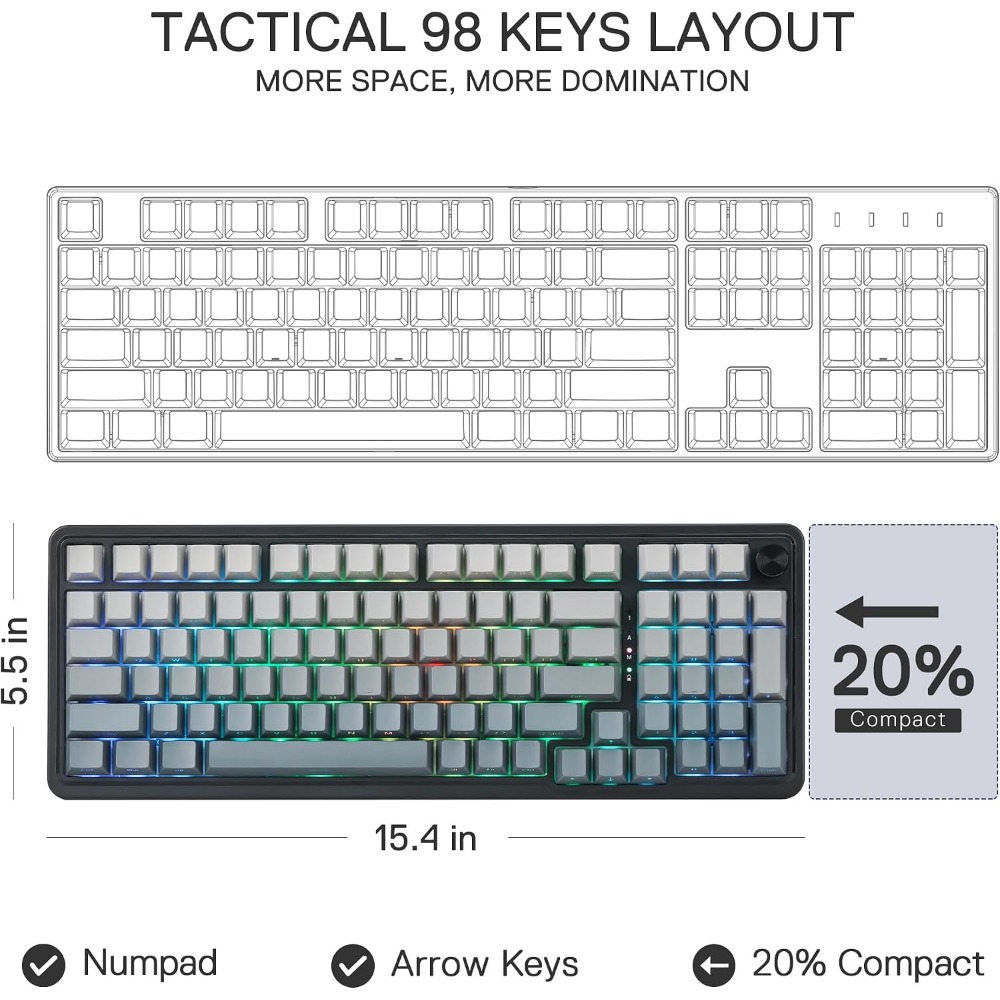 98-Key Wireless Mechanical Gam - Gaming Keyboard No Noise recensione e prezzo