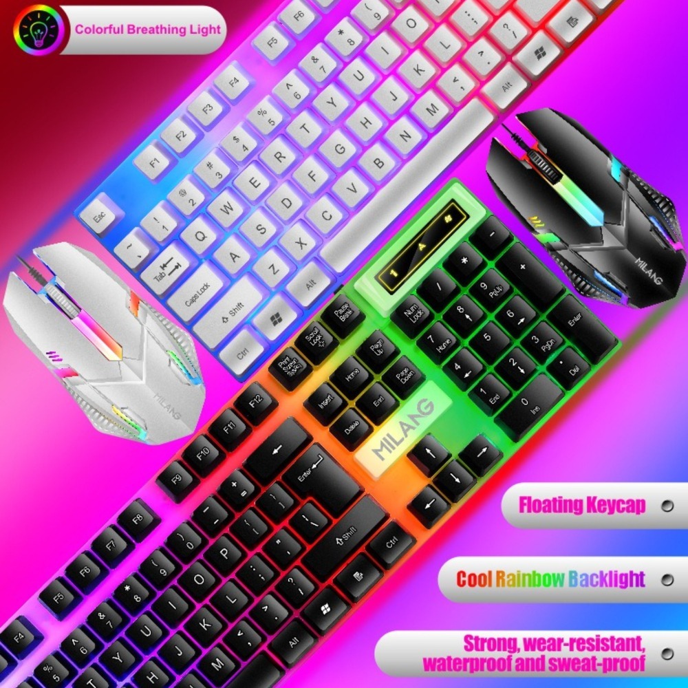 USB wired rainbow backlit keyb - Gaming Keyboard Mouse Set recensione e prezzo