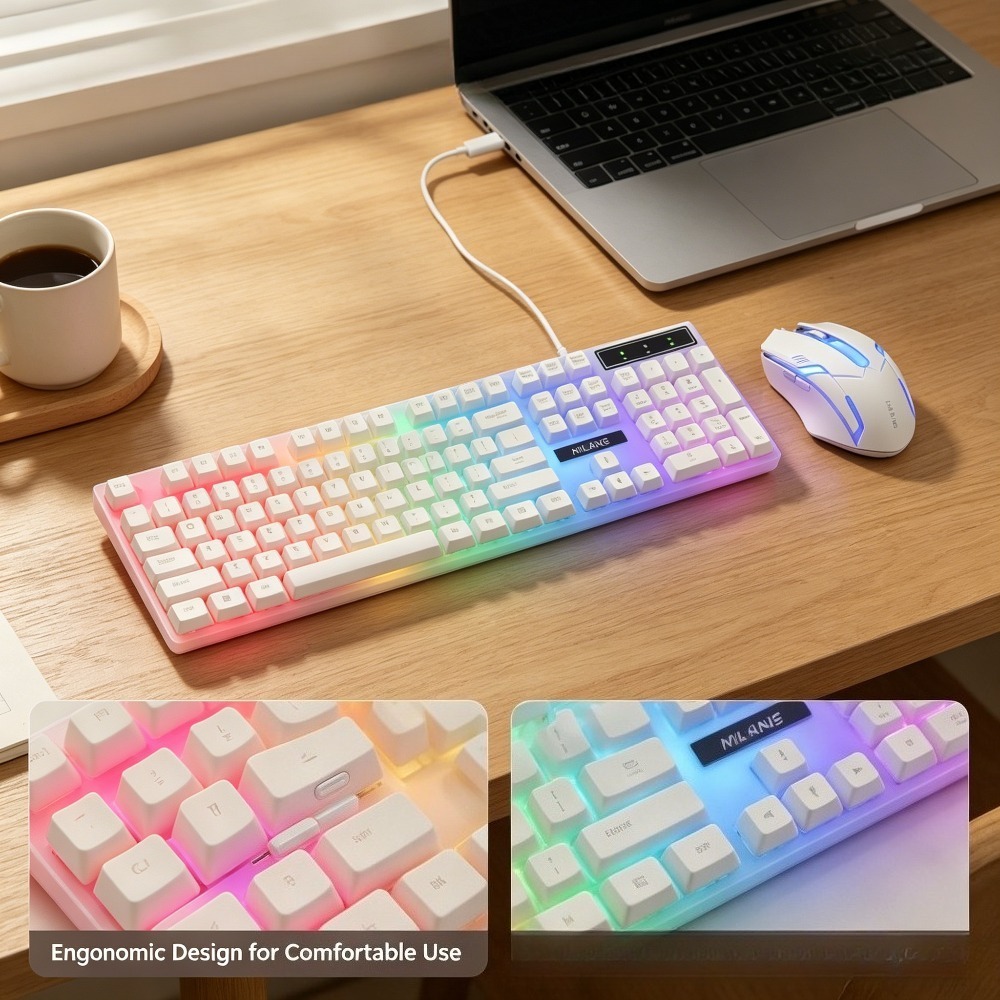 USB wired rainbow backlit keyb - Gaming Keyboard Mouse Set recensione e prezzo