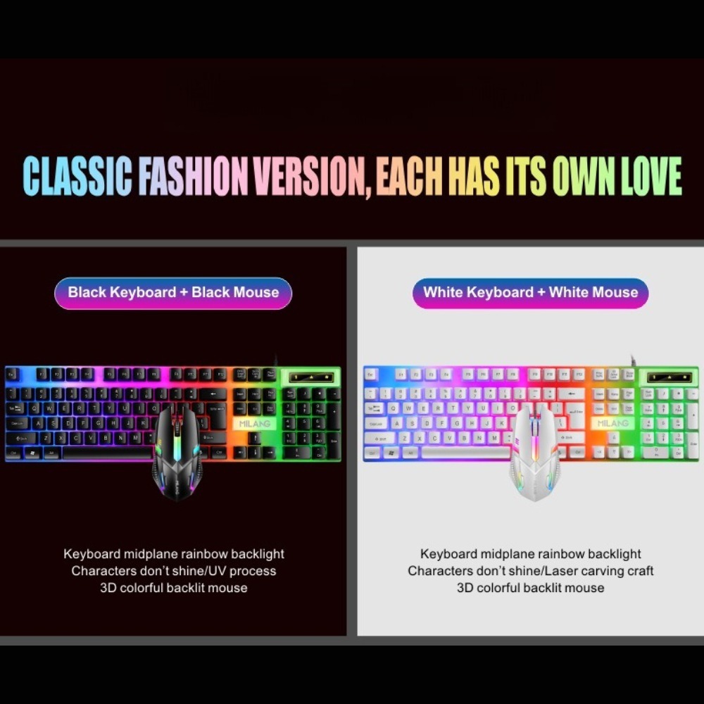 USB wired rainbow backlit keyb - Gaming Keyboard Mouse Set recensione e prezzo