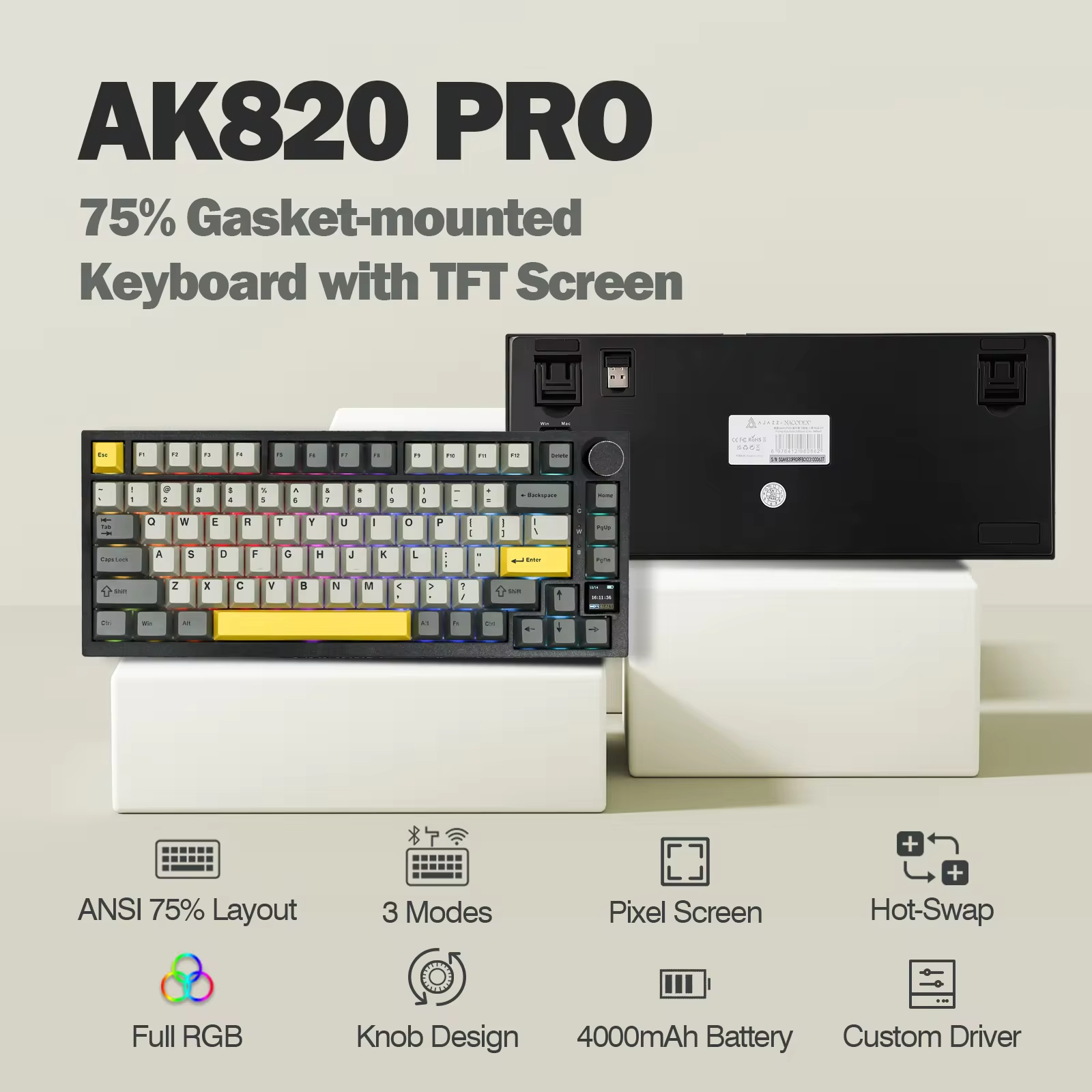 Ajazz AK820 Pro 75% Gasket-mou - Gaming Keyboard Mobile recensione e prezzo