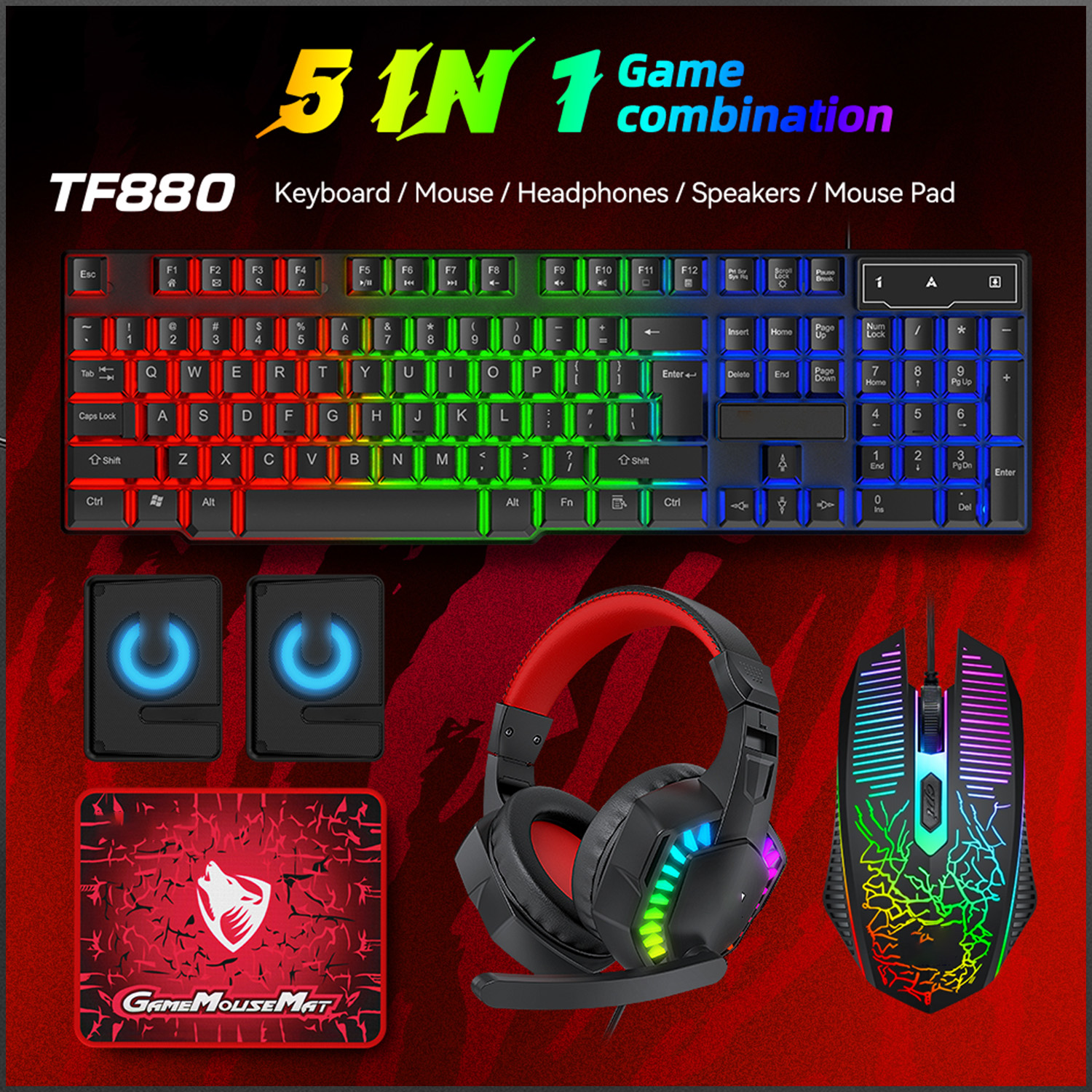 5-in-1 Set Gaming Combo Keyboa - Gaming Keyboard Mouse Set recensione e prezzo