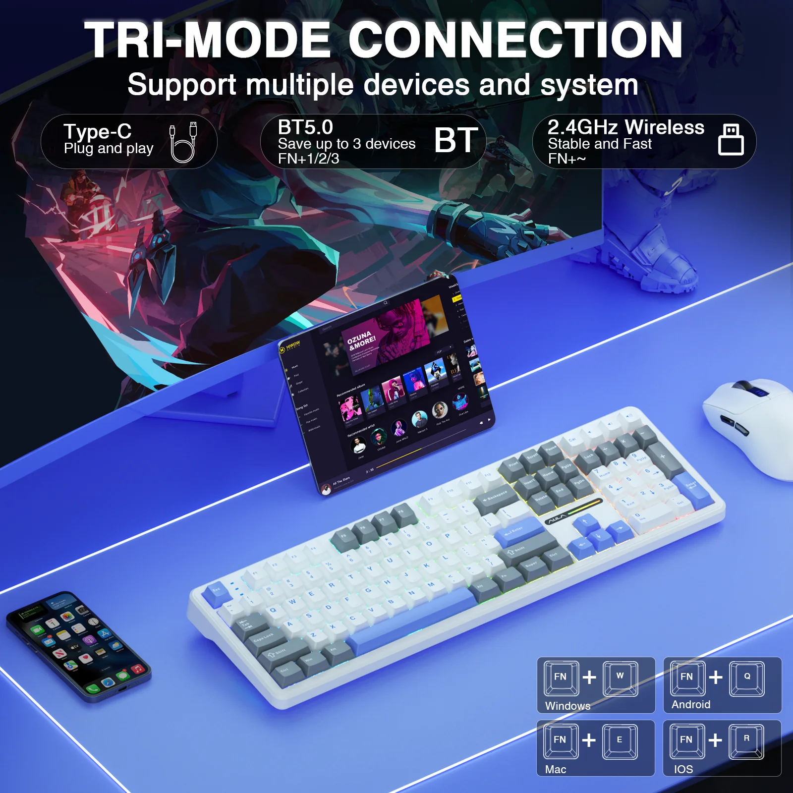 AULA F108 Wireless Keyboard Lo - Gaming Keyboard No Noise recensione e prezzo