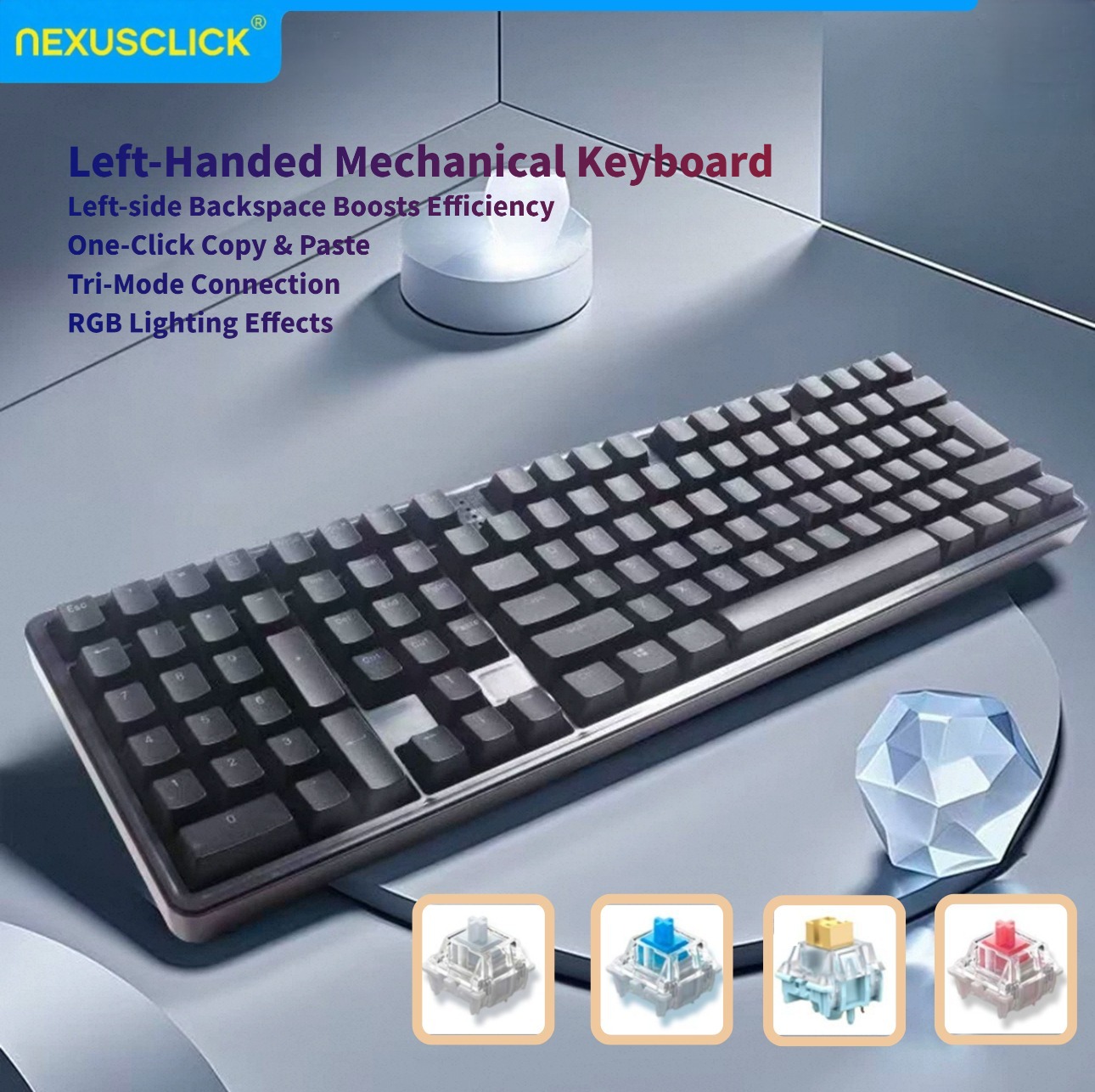 NexusClick Ergonomic Left Hand - Gaming Keyboard No Number Pad recensione e prezzo